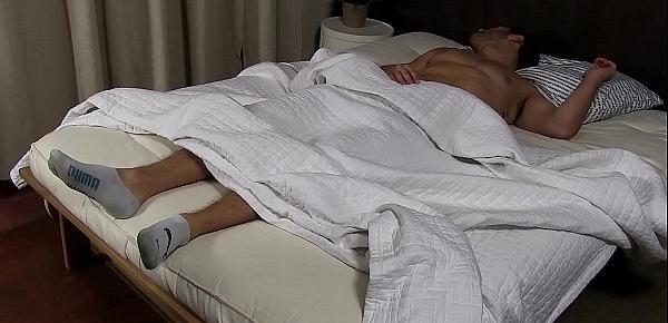  Sleeping hunk feet licked and toe sucked by a mature deviant